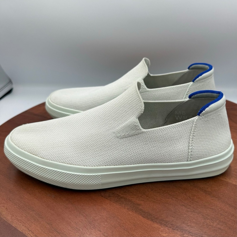 Rothy's The City Slip On Sneaker Womens 9.5 White Blue Trim Knit Classic Comfort - Picture 6 of 15